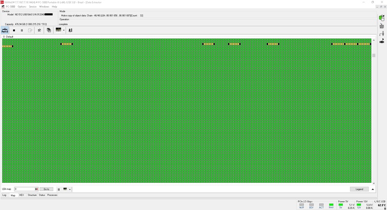 PC-3000 read map showing defective sectors
